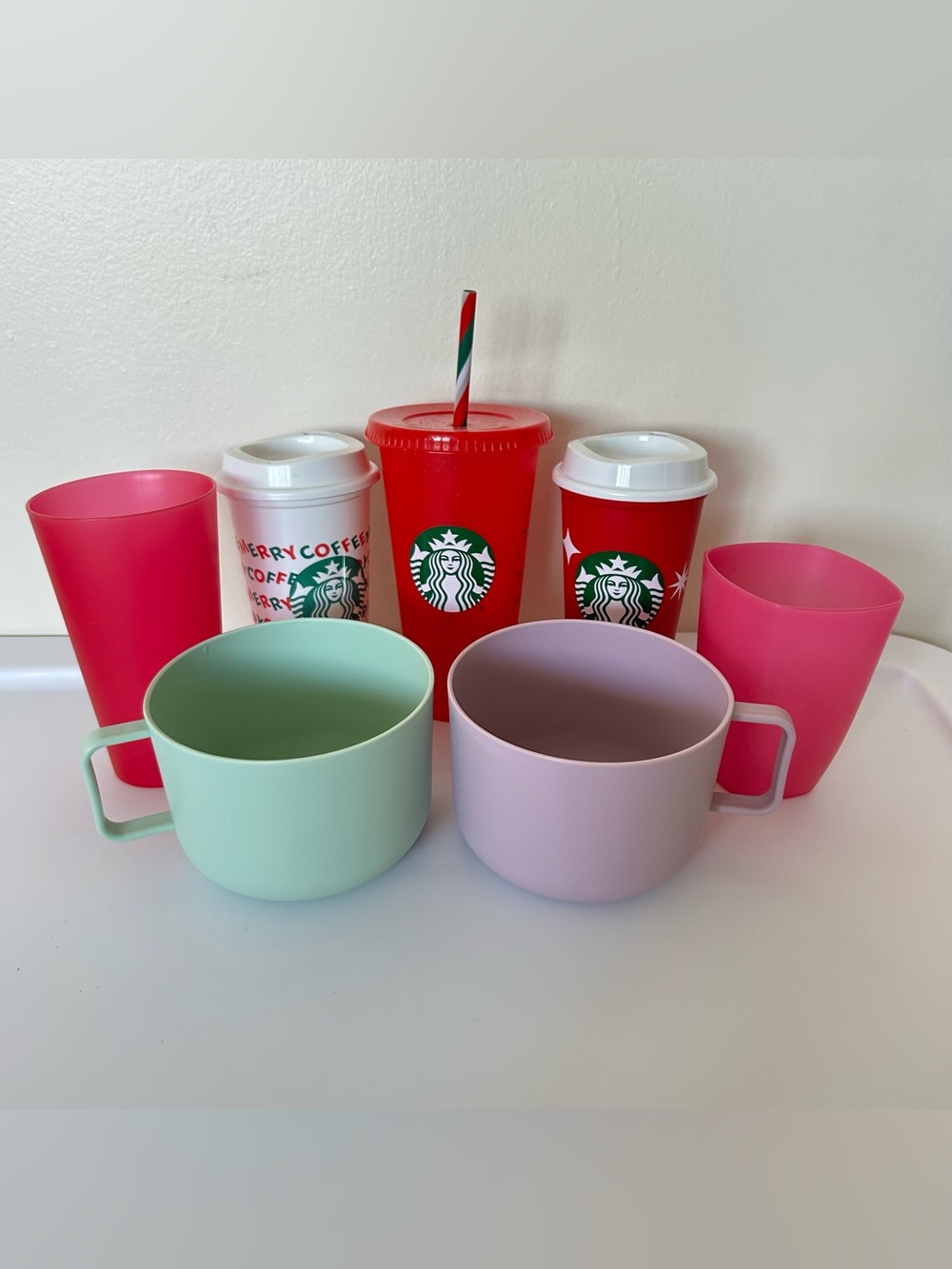 NWOT College Student Dorm Room Starbucks Cup Mug Bundle Coffee Tea Water Pink